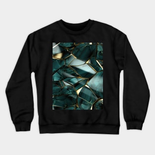 Funky Facade: Trompe-l’oeil Green Turquoise and Gold Crewneck Sweatshirt